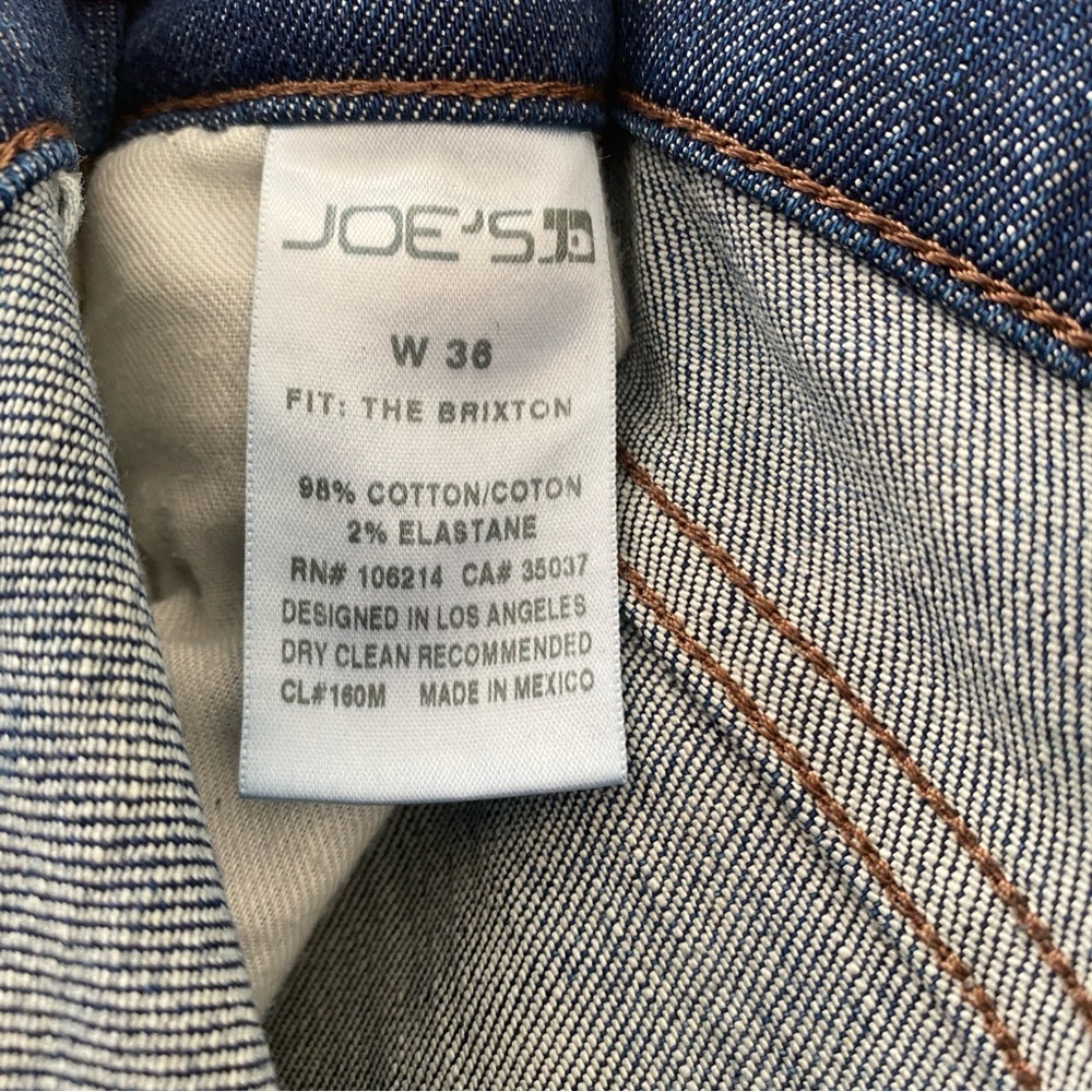 Joe's Jeans The Brixton Dark Blue Slim Men's Jeans Size 36 Distressed - Picture 5 of 9